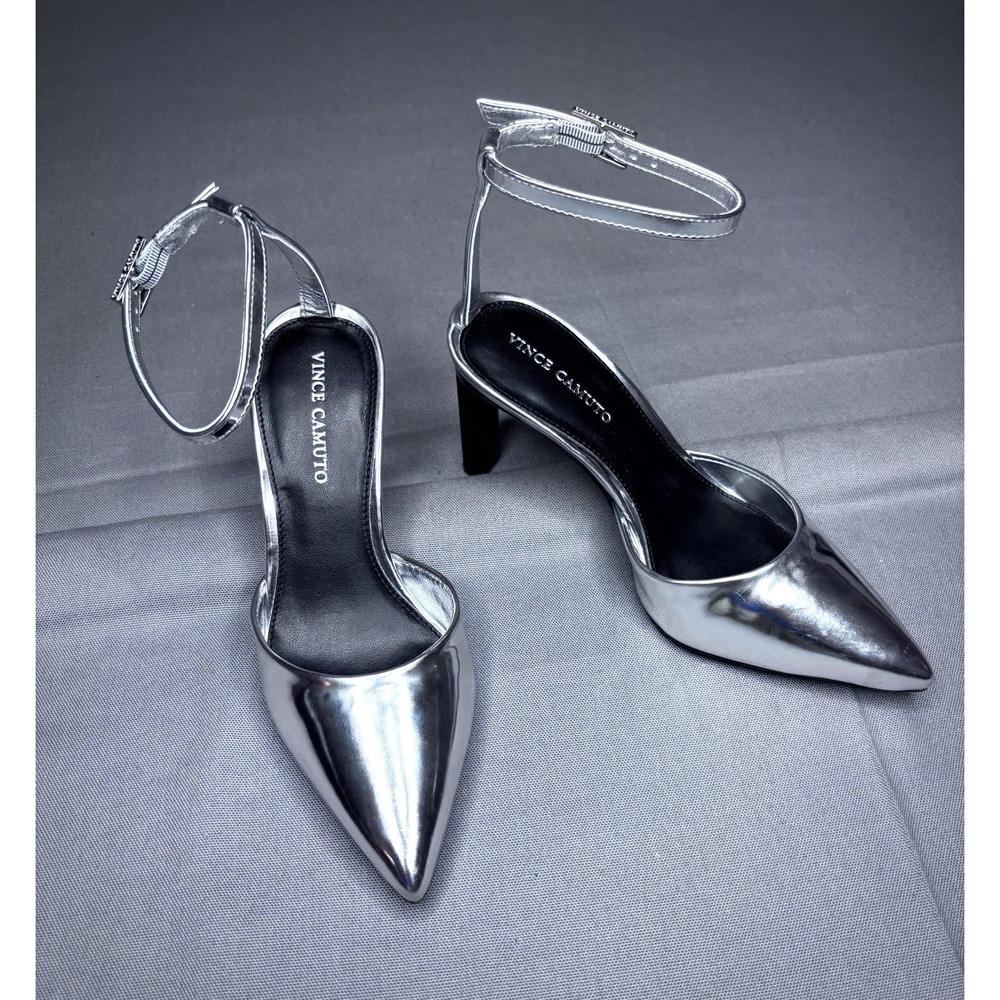 Vince Camuto Talayem Women's Silver Specchio Pointed Toe Pump Heel Size 5M NIB